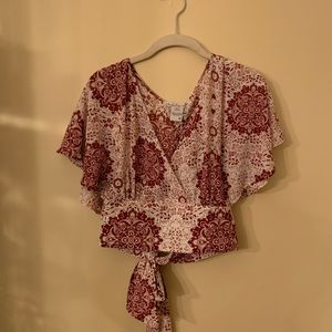 Floral printed wrap top